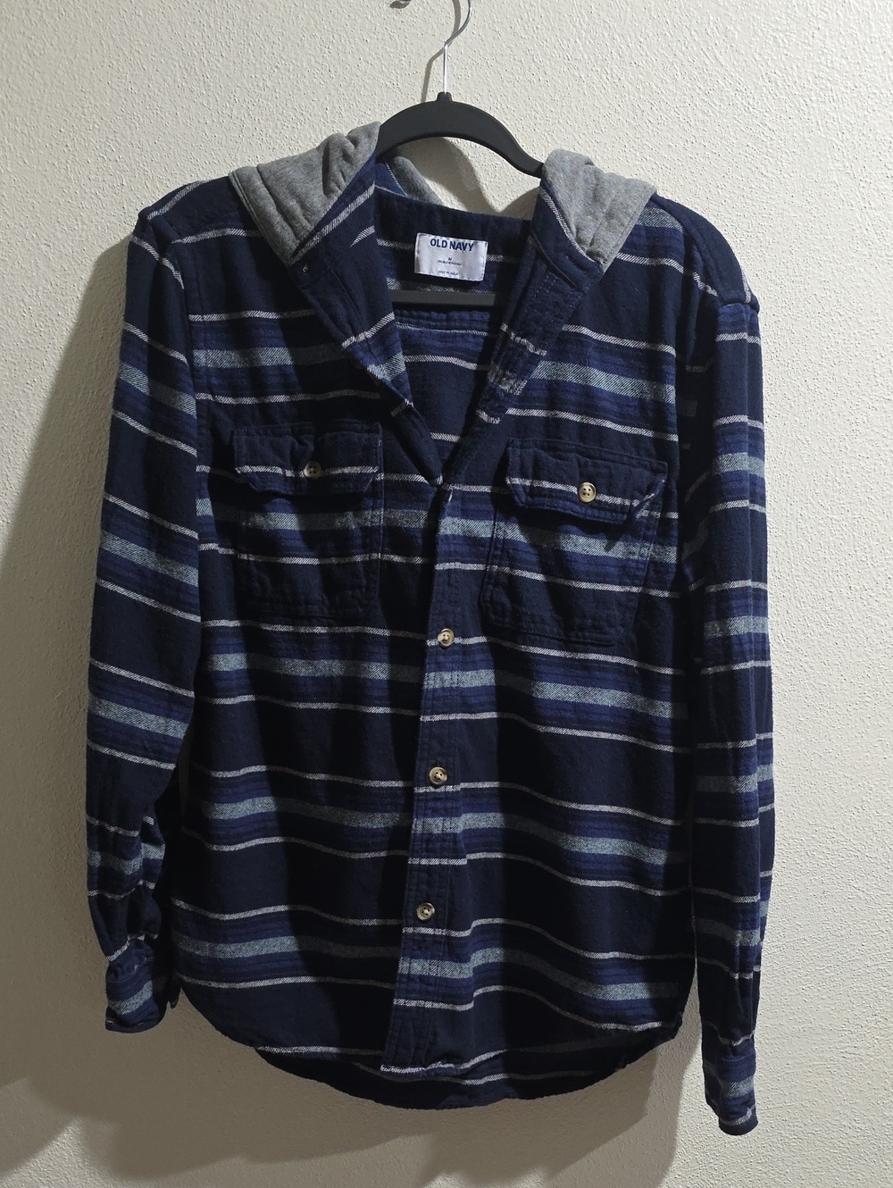 Old Navy Hooded Flannel Button Down Shirt